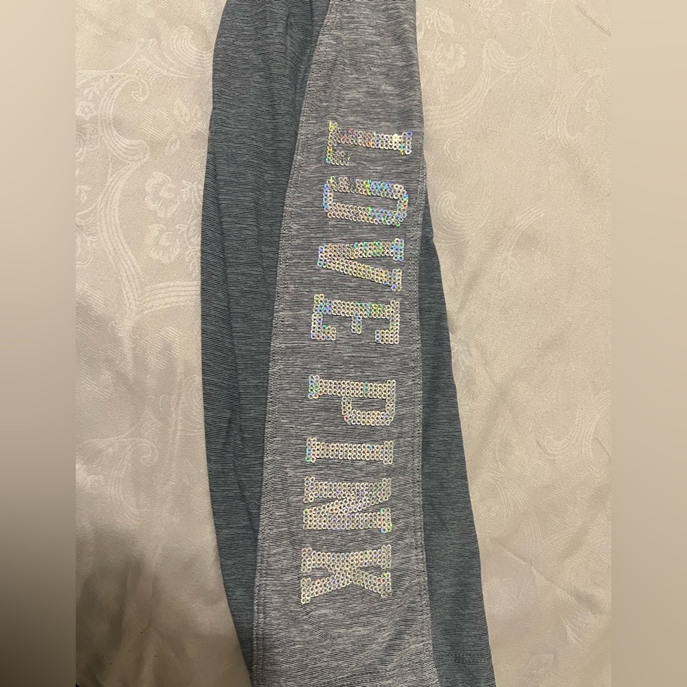 Victoria’s Secret Love Pink Grey Sequin Leggings Medium